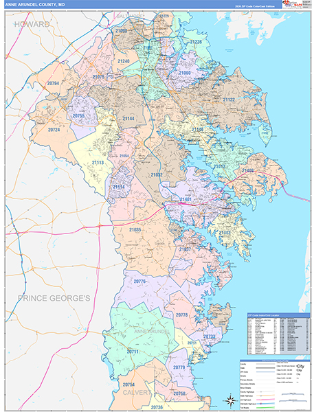 Anne Arundel County, MD Wall Map